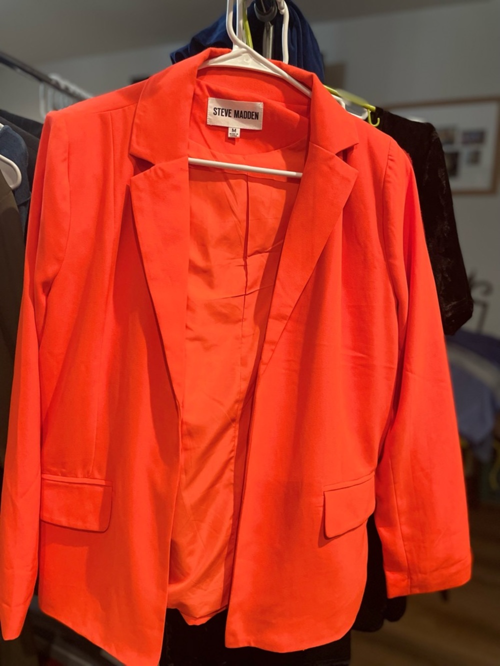 Steve Madden Bright Red Women's Blazer with Notch Lapel